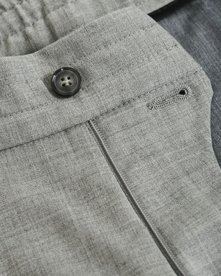Herren | Hosen | Oscar Jacobson | Nolan Wool Stretch Drawstring Trousers Light Grey
