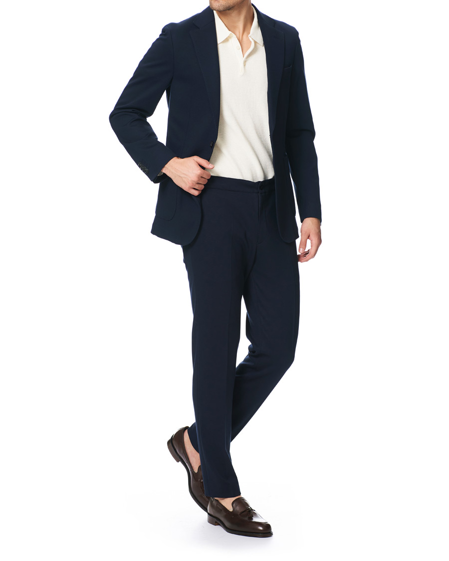 Herren | Hosen | Oscar Jacobson | Neil Jersey Drawstring Trousers Navy