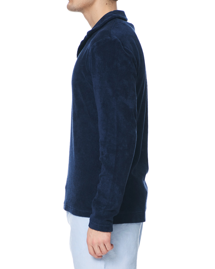 Herren | Pullover | Orlebar Brown | Terry Long Sleeve Polo Navy