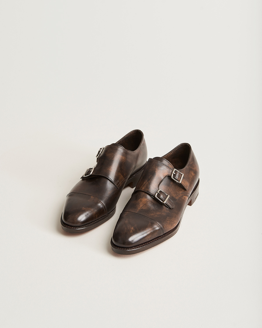 Herren | Handgefertigte Schuhe | John Lobb | William Double Monkstrap Dark Brown Calf