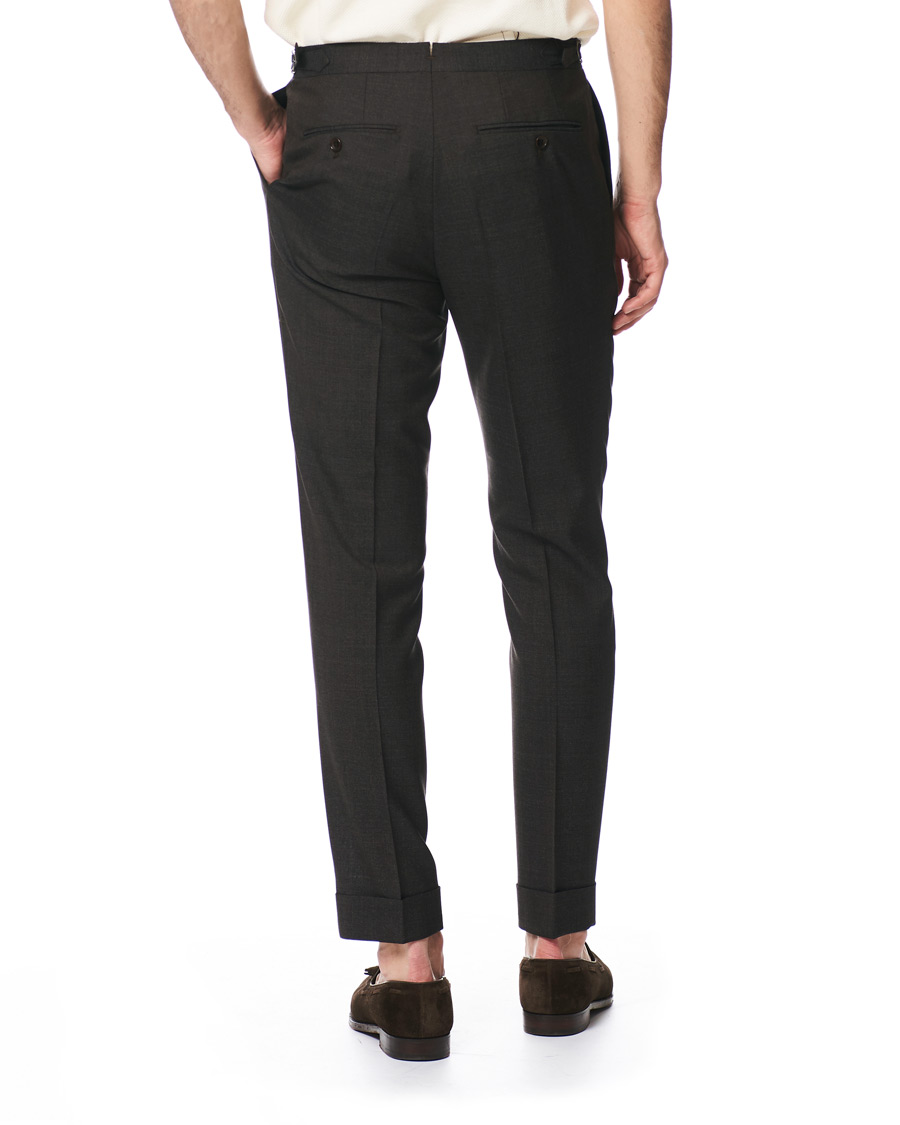 Herren | Hosen | Morris Heritage | Carl Double Pleated Wool Trousers Brown