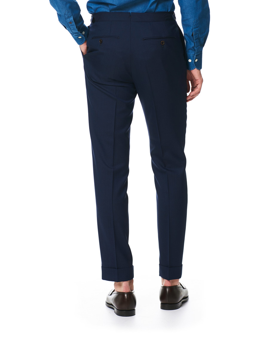 Herren | Hosen | Morris Heritage | Carl Double Pleated Wool Trousers Navy
