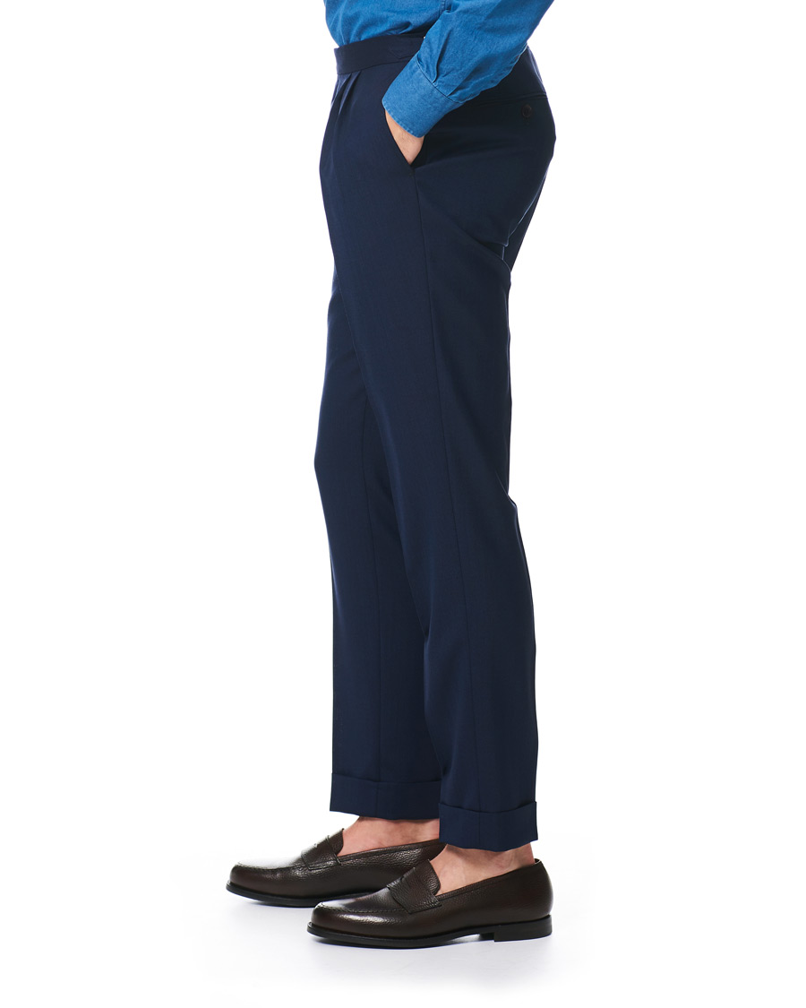 Herren | Hosen | Morris Heritage | Carl Double Pleated Wool Trousers Navy