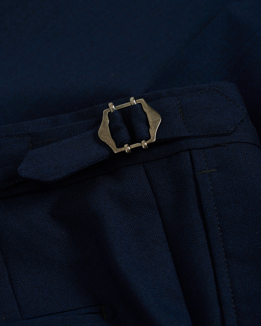 Herren | Hosen | Morris Heritage | Carl Double Pleated Wool Trousers Navy