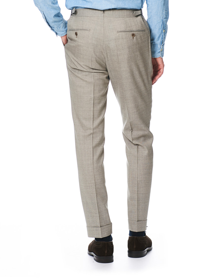 Herren | Hosen | Morris Heritage | Carl Double Pleated Wool Trousers Beige