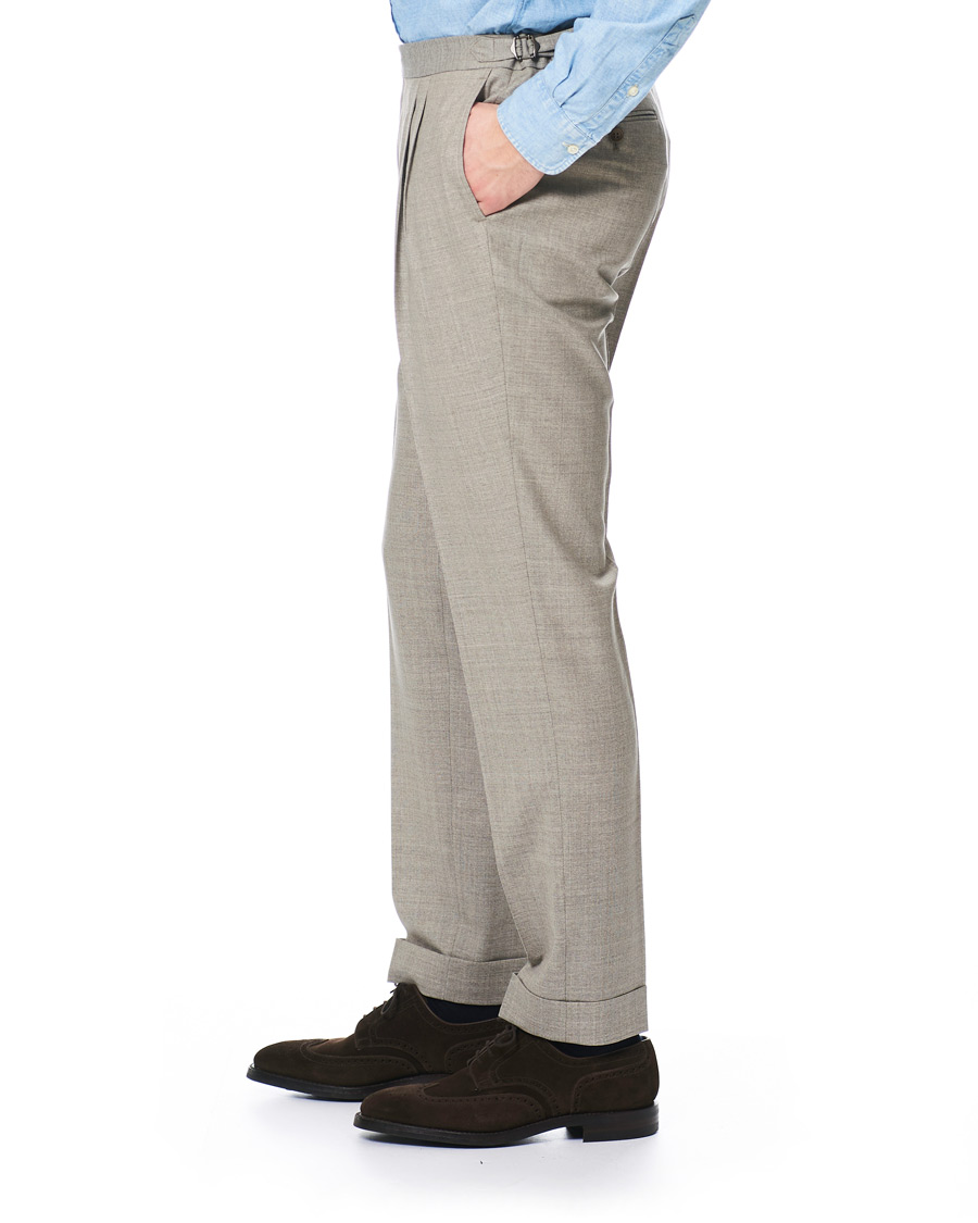 Herren | Hosen | Morris Heritage | Carl Double Pleated Wool Trousers Beige