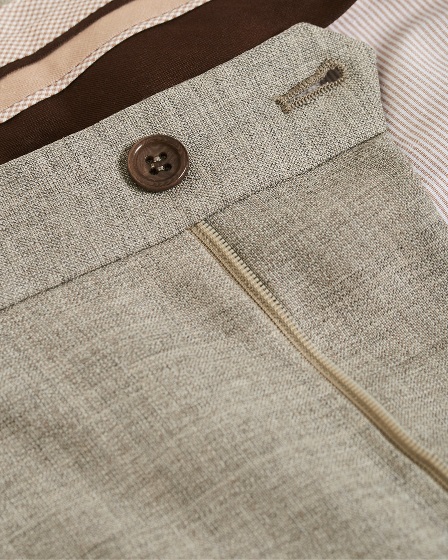 Herren | Hosen | Morris Heritage | Carl Double Pleated Wool Trousers Beige