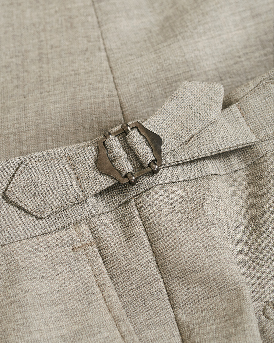 Herren | Hosen | Morris Heritage | Carl Double Pleated Wool Trousers Beige