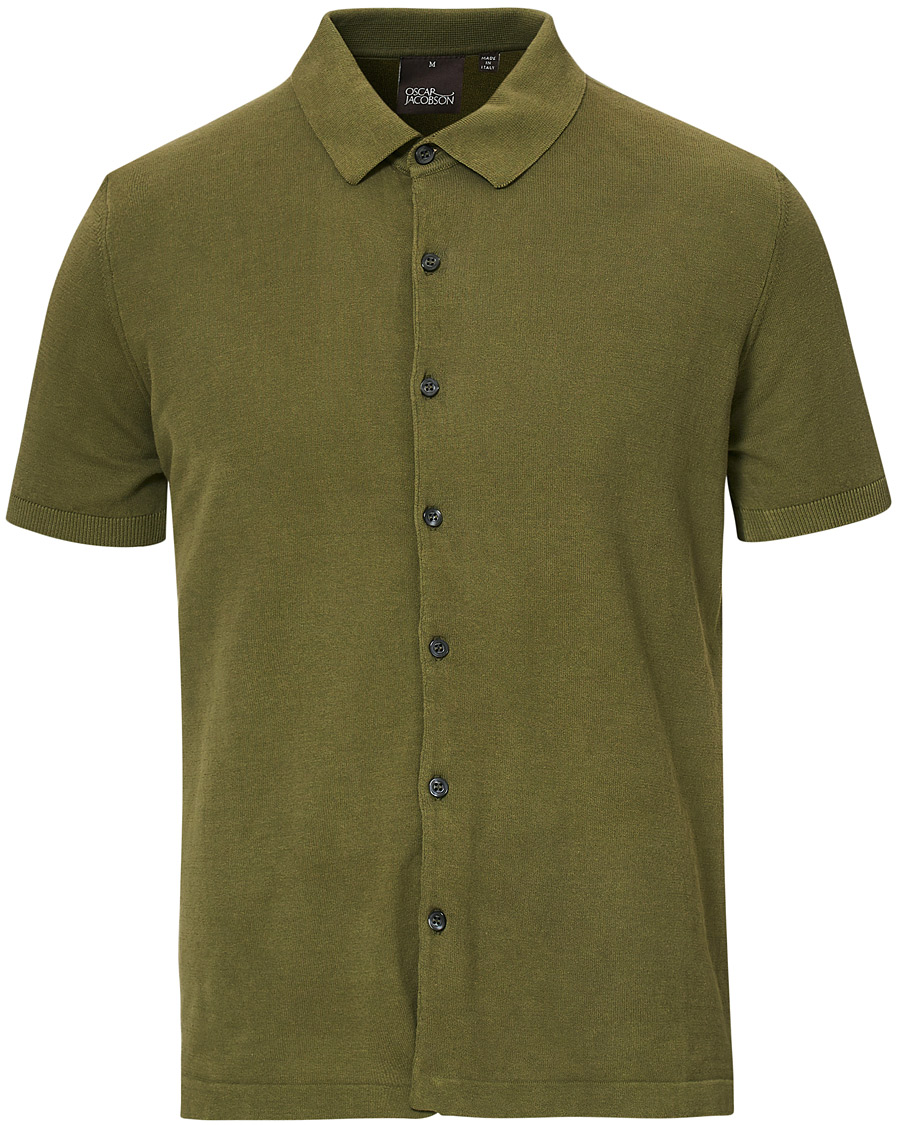 Herren | Pullover | Oscar Jacobson | Celvin Short Sleeve Cotton Poloshirt Green
