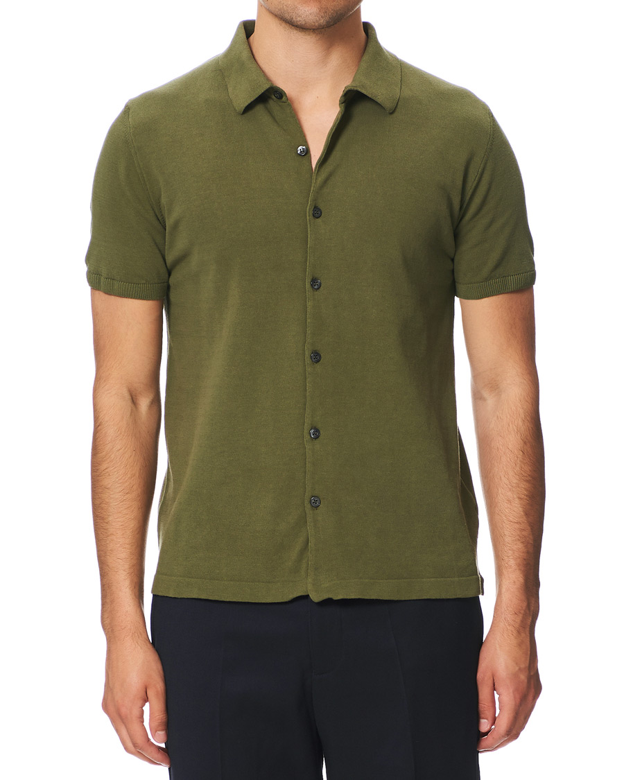 Herren | Pullover | Oscar Jacobson | Celvin Short Sleeve Cotton Poloshirt Green