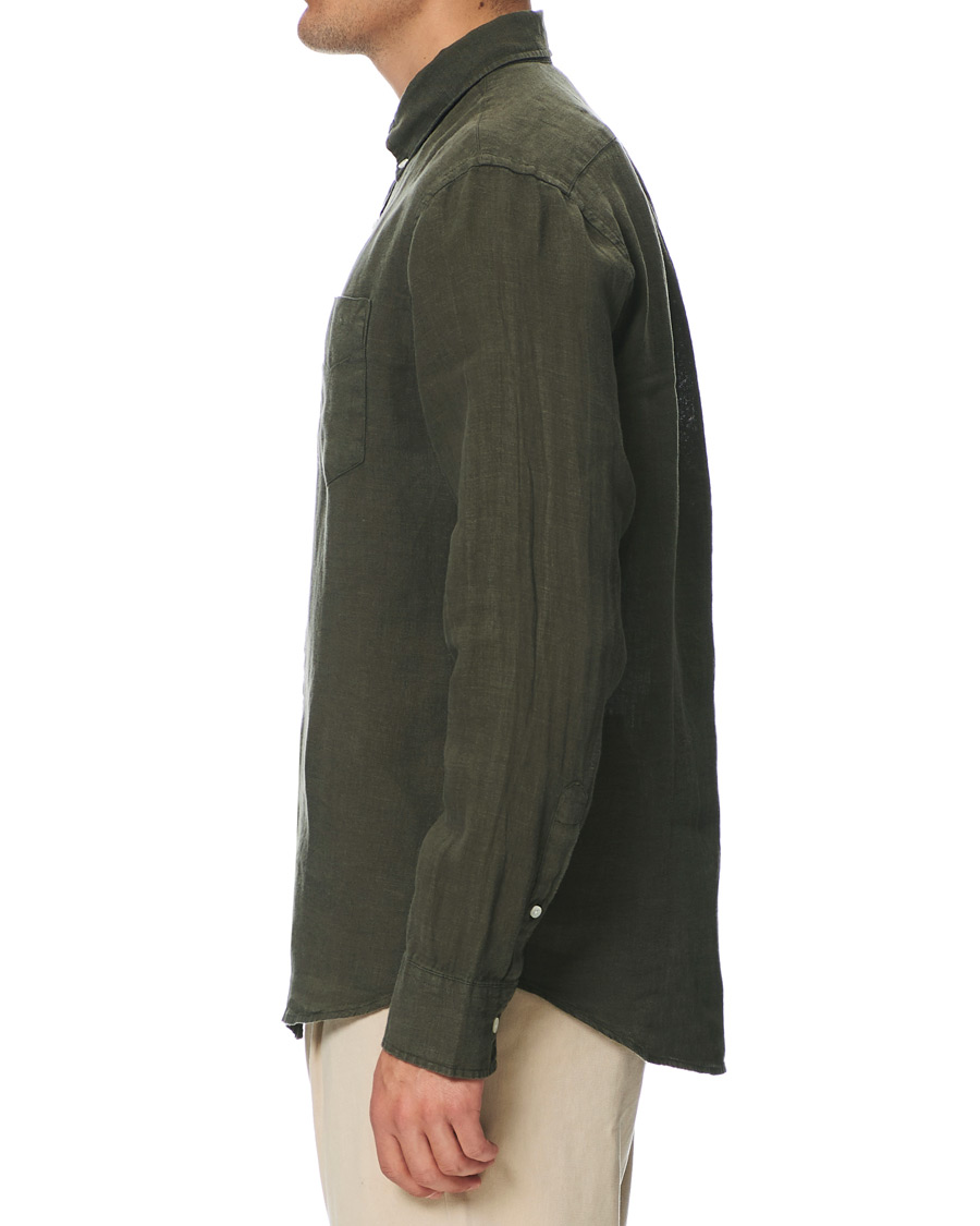 Herren | Hemden | NN07 | Levon Linen Button Down Shirt Army Green