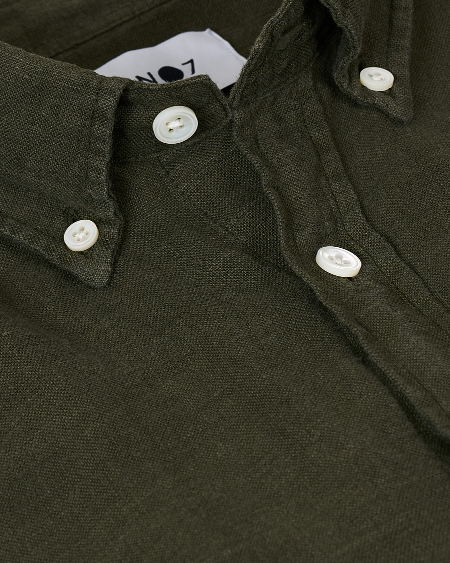 Herren | Hemden | NN07 | Levon Linen Button Down Shirt Army Green