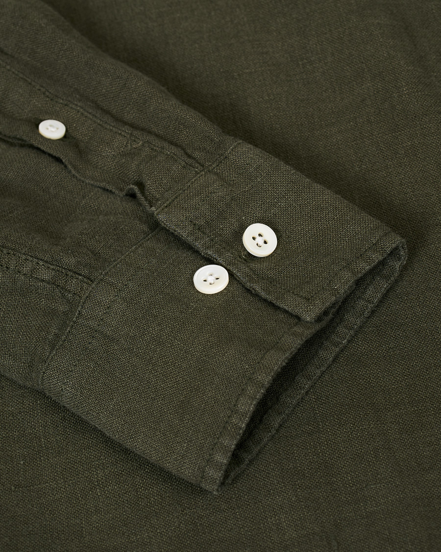 Herren | Hemden | NN07 | Levon Linen Button Down Shirt Army Green