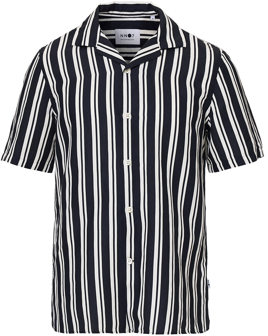Herren | Hemden | NN07 | Miyagi Camp Collar Short Sleeve Shirt Navy/White