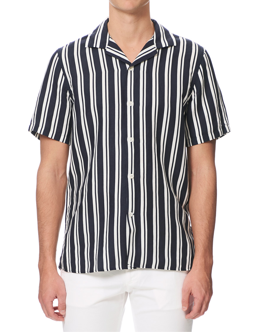 Herren | Hemden | NN07 | Miyagi Camp Collar Short Sleeve Shirt Navy/White