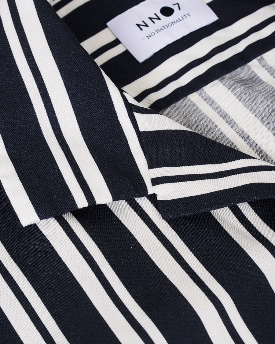 Herren | Hemden | NN07 | Miyagi Camp Collar Short Sleeve Shirt Navy/White