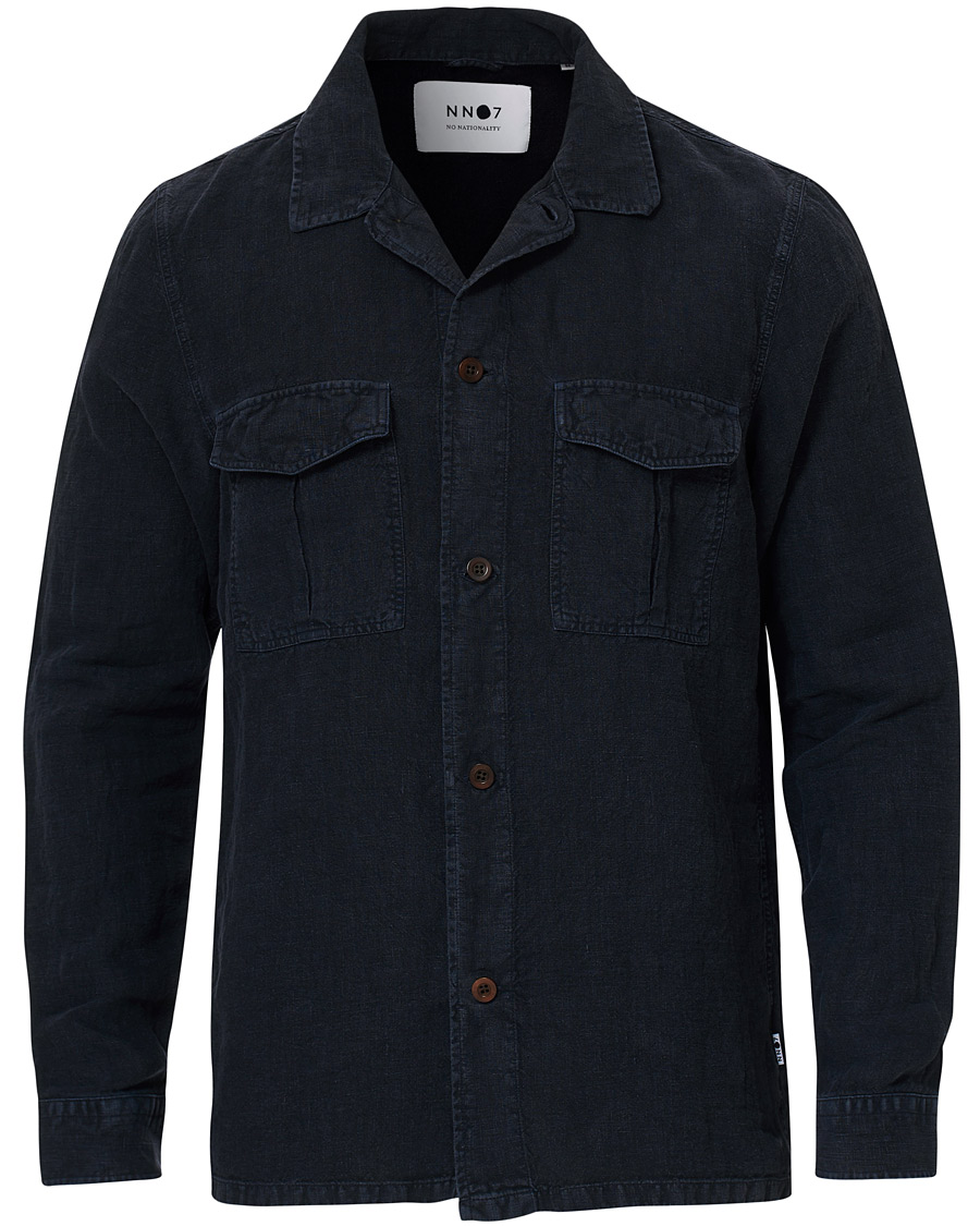 Herren | Hemden | NN07 | Berner Linen Safari Overshirt Navy