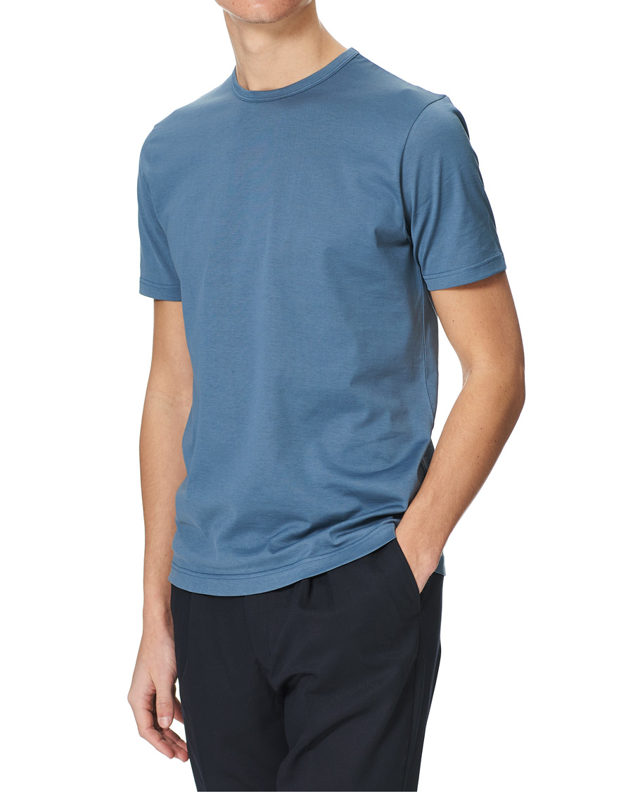 Herren |  | Sunspel | Crew Neck Cotton Tee Blue Slate