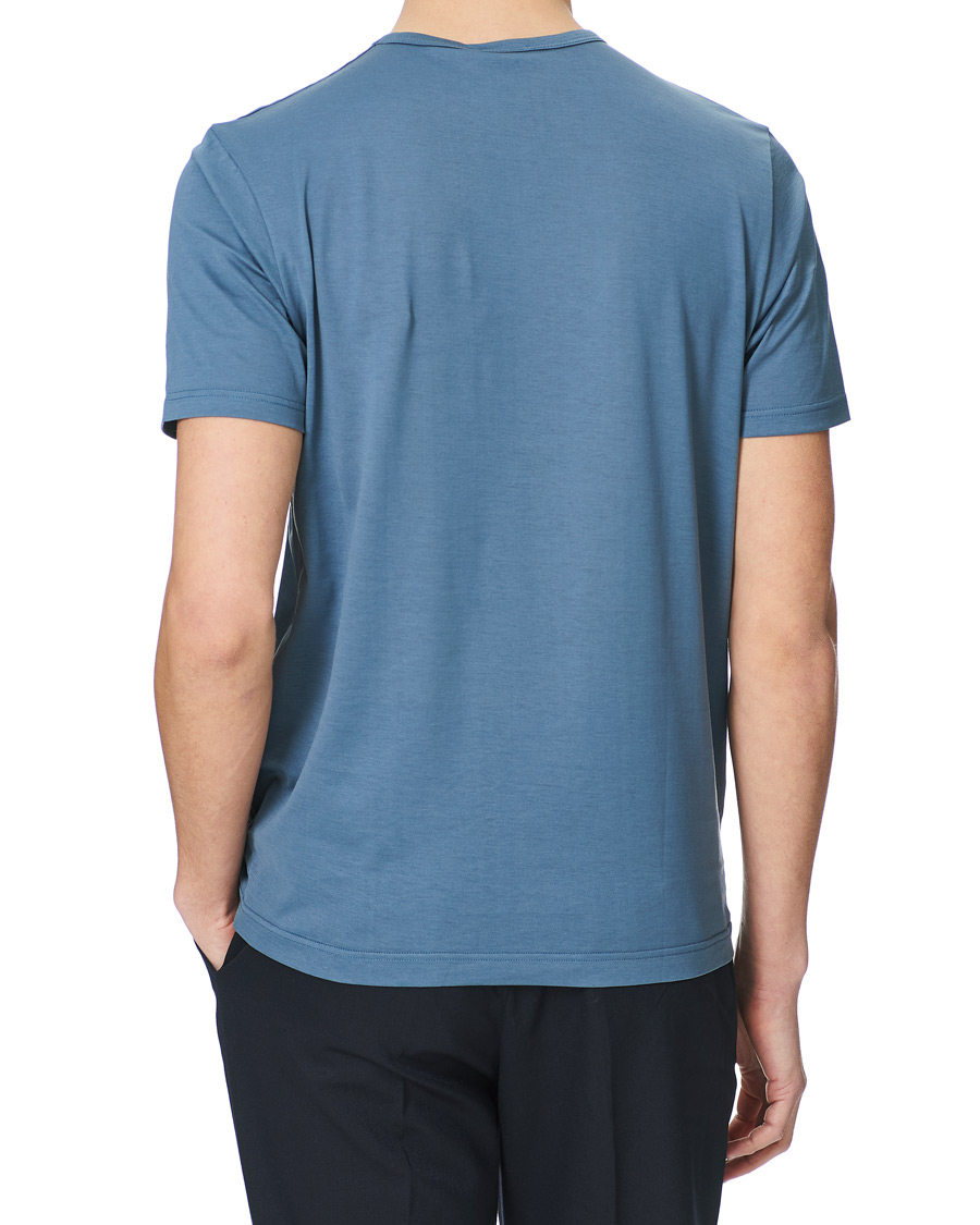 Herren | T-Shirts | Sunspel | Crew Neck Cotton Tee Blue Slate