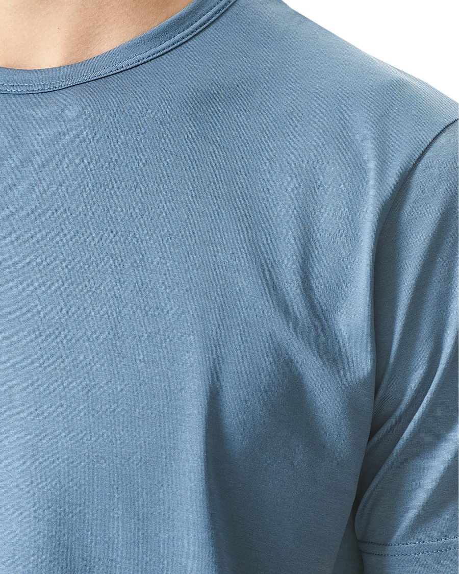 Herren | T-Shirts | Sunspel | Crew Neck Cotton Tee Blue Slate
