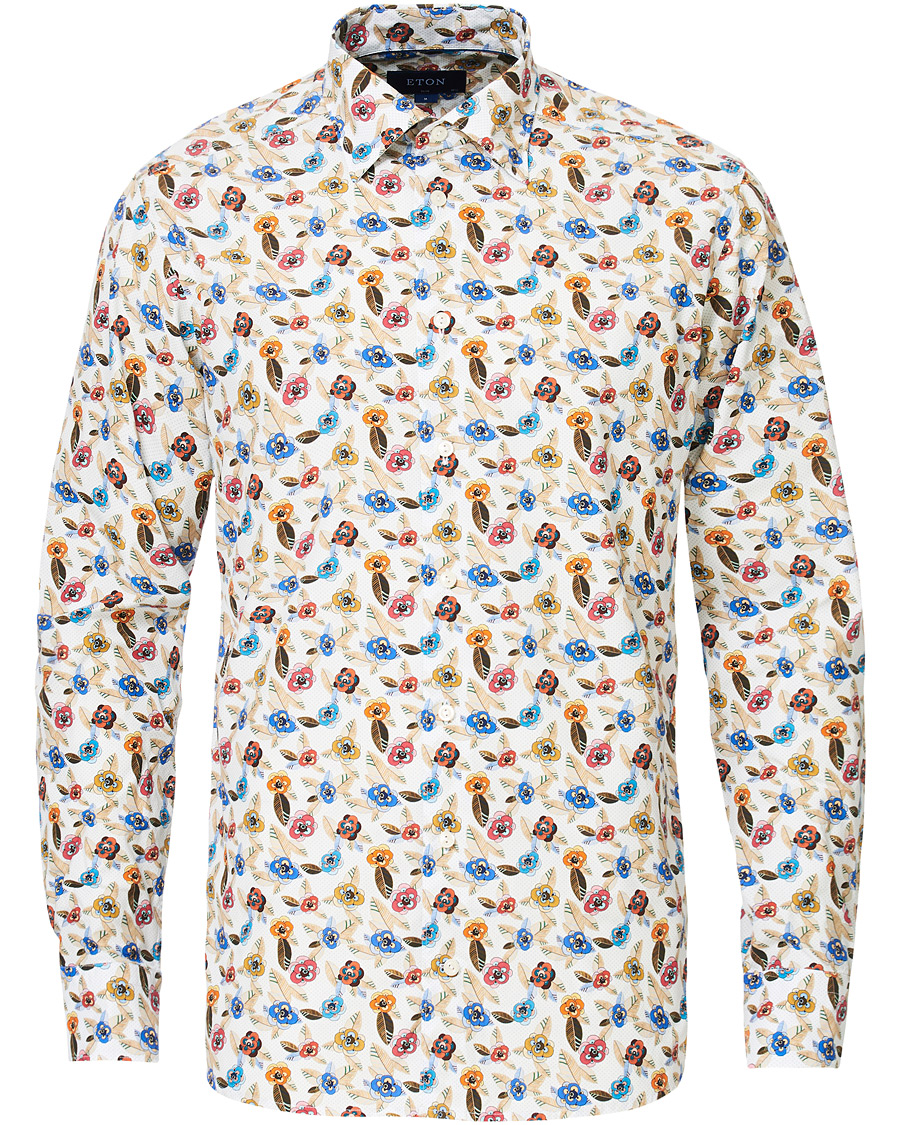 Herren | Hemden | Eton | Slim Fit Printed Button Under Shirt White