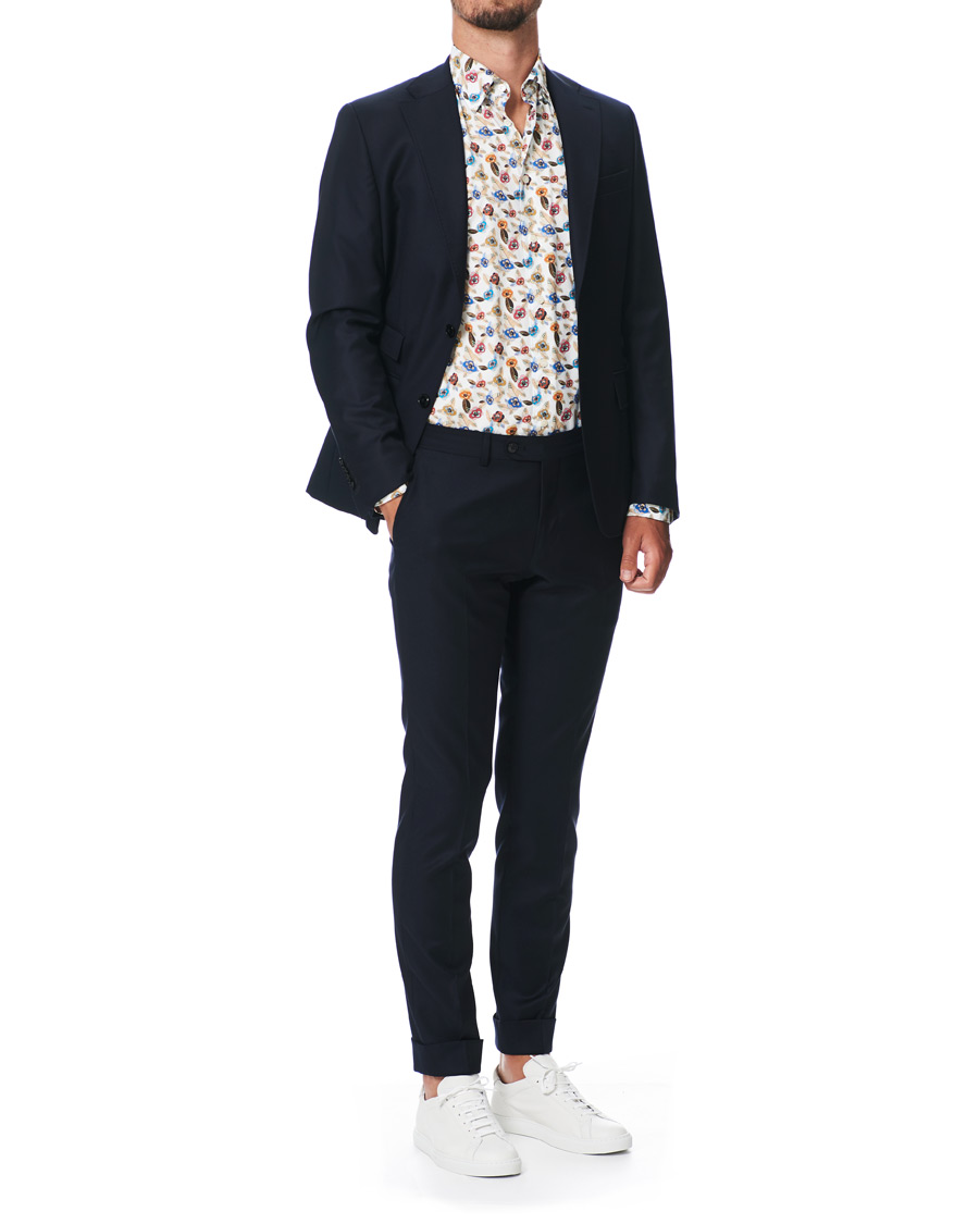 Herren | Hemden | Eton | Slim Fit Printed Button Under Shirt White
