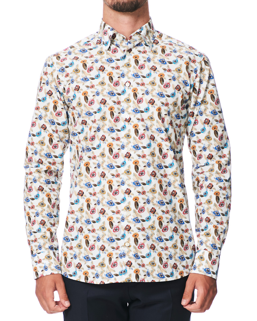 Herren | Hemden | Eton | Slim Fit Printed Button Under Shirt White
