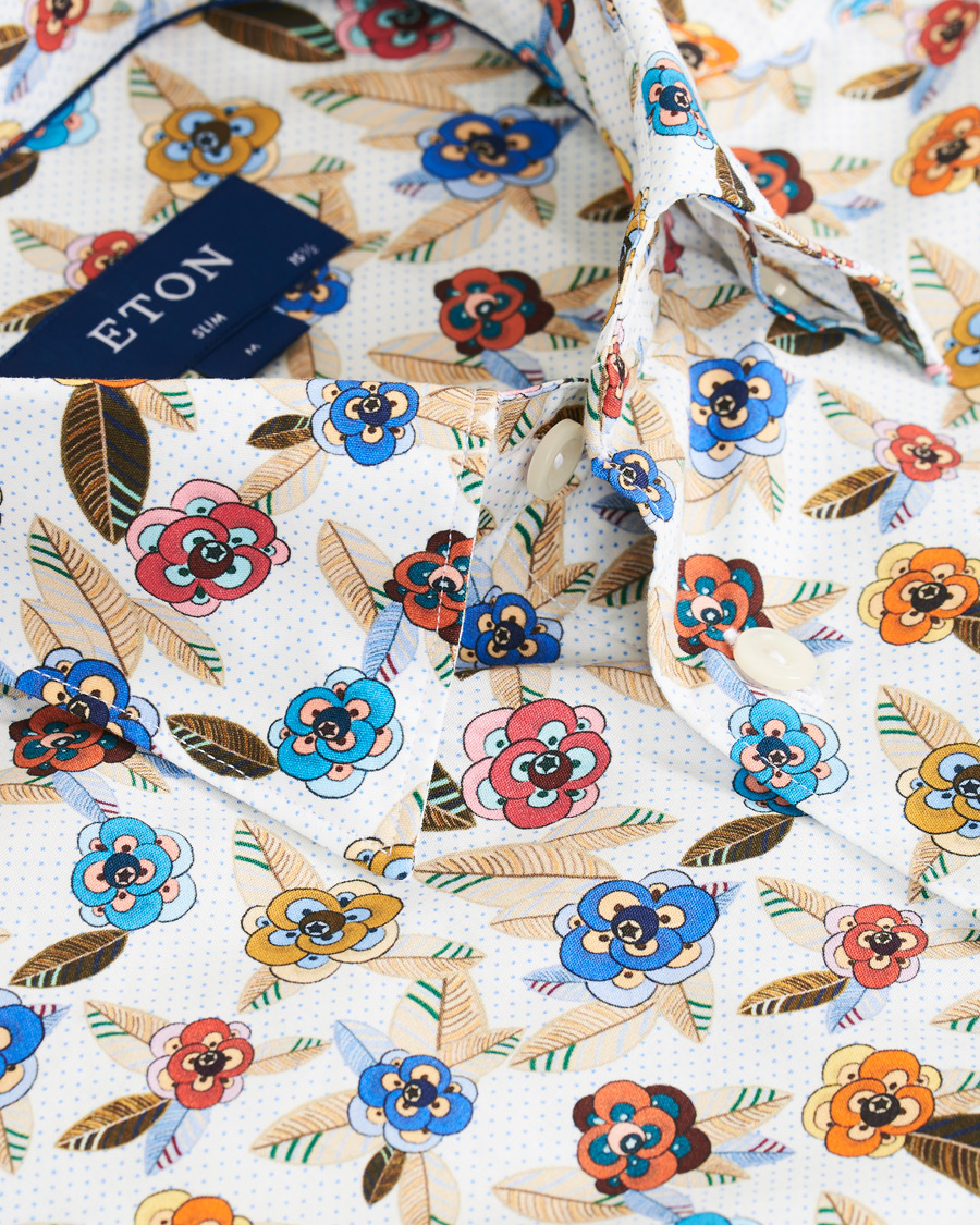 Herren | Hemden | Eton | Slim Fit Printed Button Under Shirt White