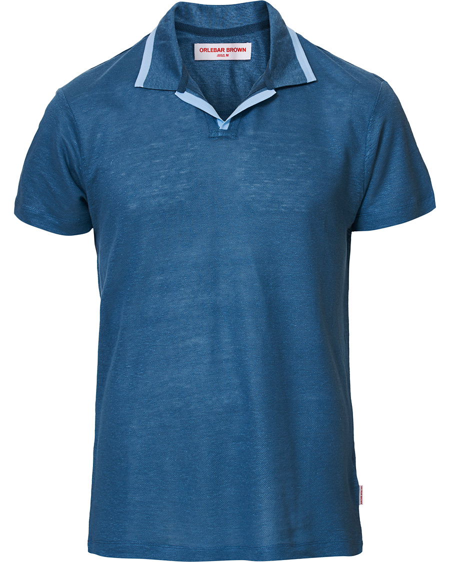 Herren | Poloshirts | Orlebar Brown | Felix Linen Polo Blue Haze/Washed Indigo