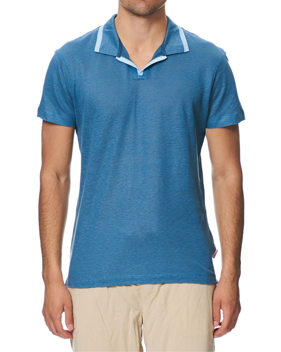 Herren | Poloshirts | Orlebar Brown | Felix Linen Polo Blue Haze/Washed Indigo