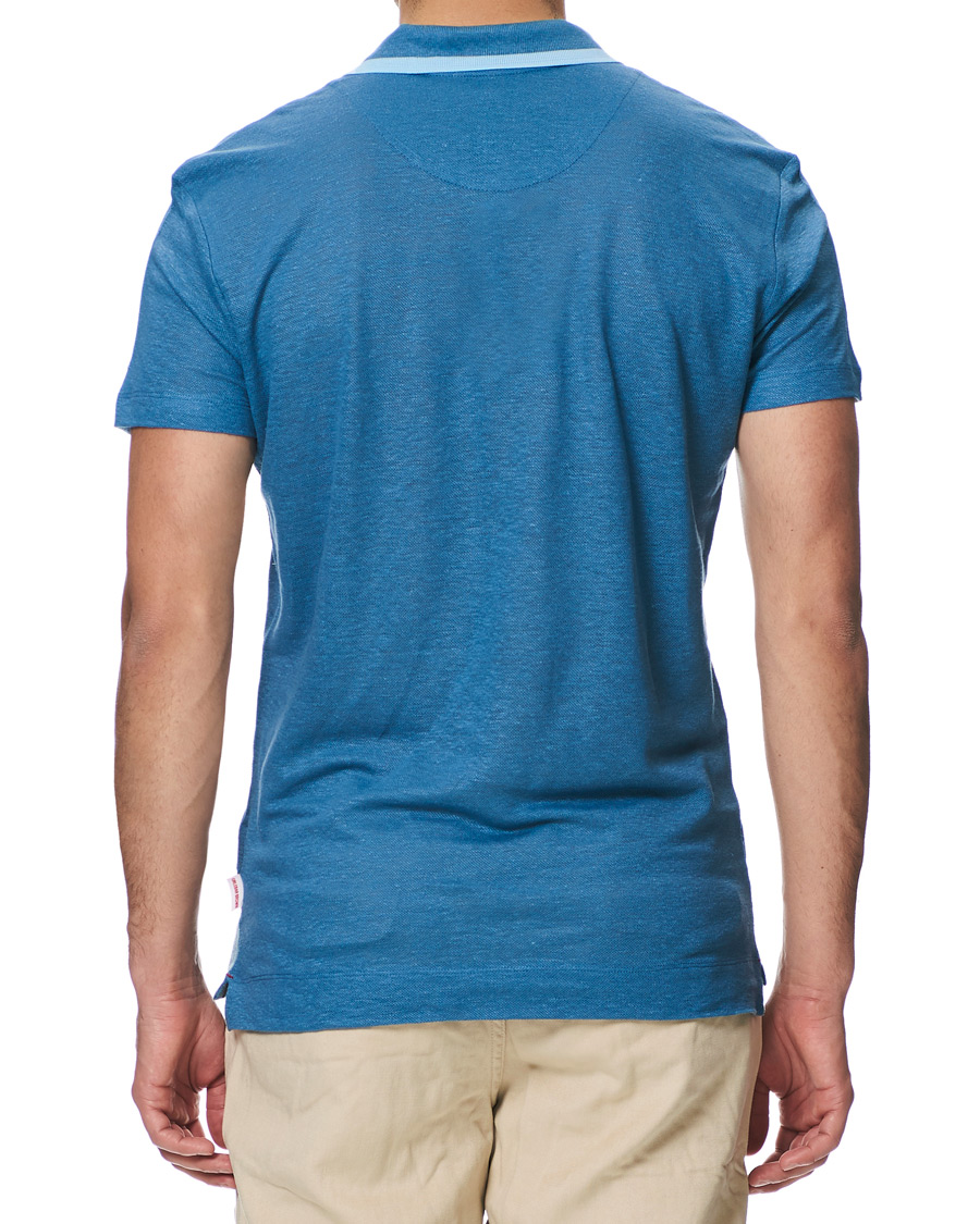 Herren | Poloshirts | Orlebar Brown | Felix Linen Polo Blue Haze/Washed Indigo