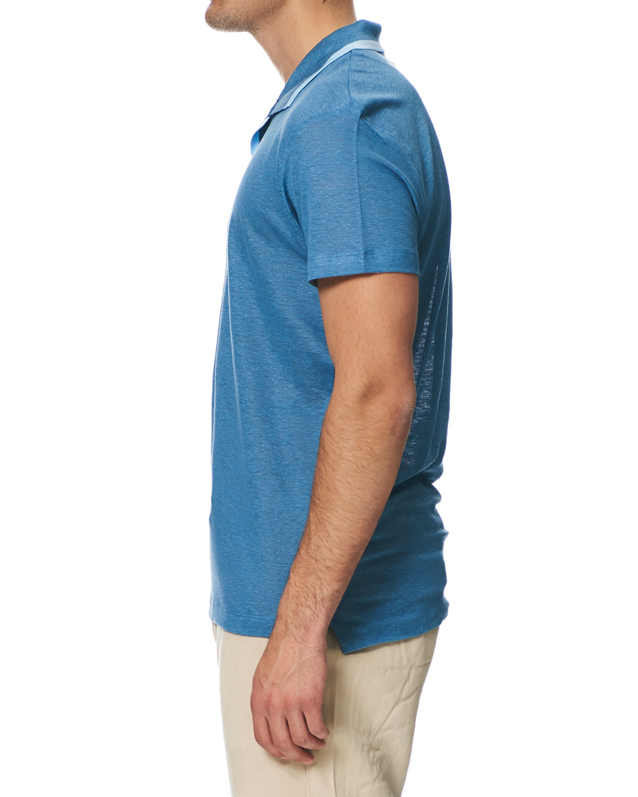 Herren | Poloshirts | Orlebar Brown | Felix Linen Polo Blue Haze/Washed Indigo
