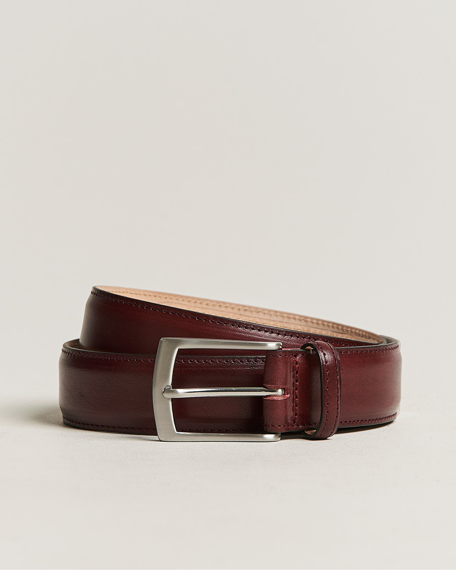 Herren | Loake 1880 Henry Leather Belt 3,3 cm Burgundy | Loake 1880 | Henry Leather Belt 3,3 cm Burgundy