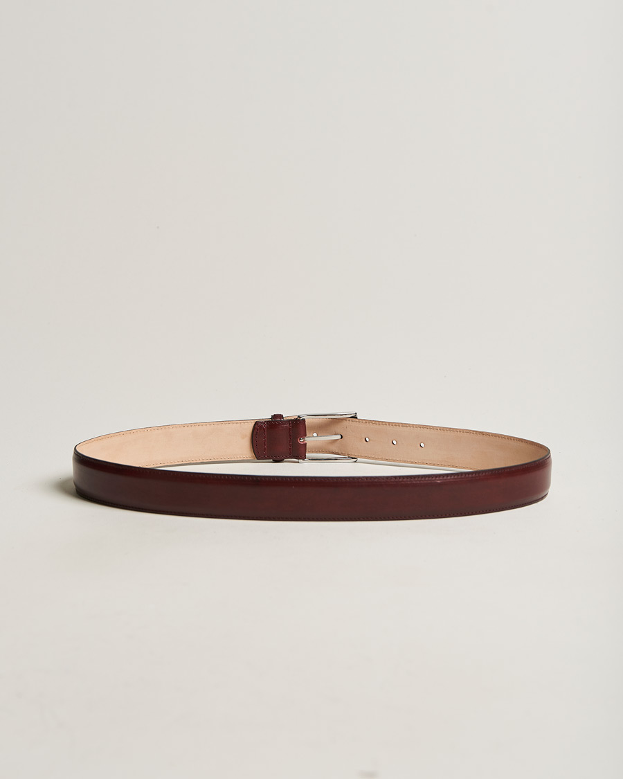 Herren | Loake 1880 Henry Leather Belt 3,3 cm Burgundy | Loake 1880 | Henry Leather Belt 3,3 cm Burgundy