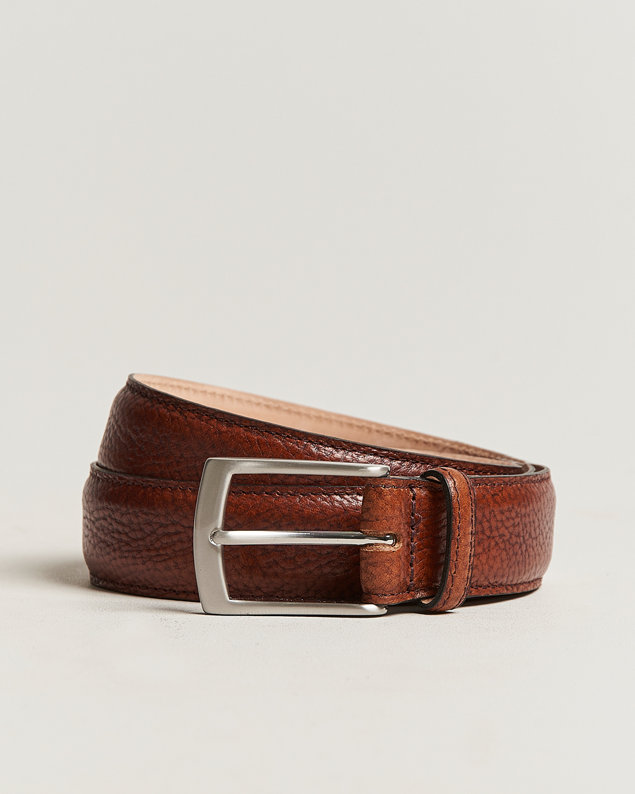 Herren | Loake 1880 Henry Grained Leather Belt 3,3 cm Mahogany | Loake 1880 | Henry Grained Leather Belt 3,3 cm Mahogany