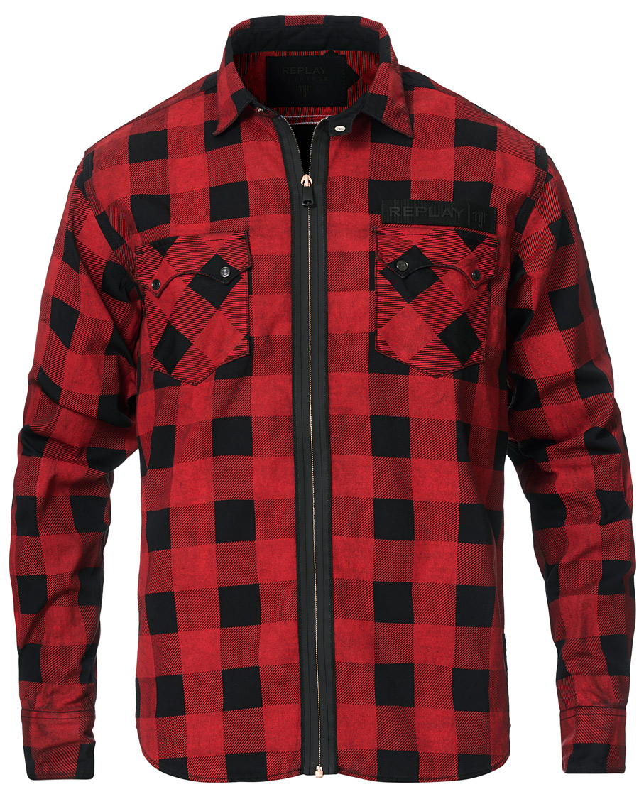 Herren | Hemden | Replay | Neymar JR Check Full Zip Overshirt Black/Red