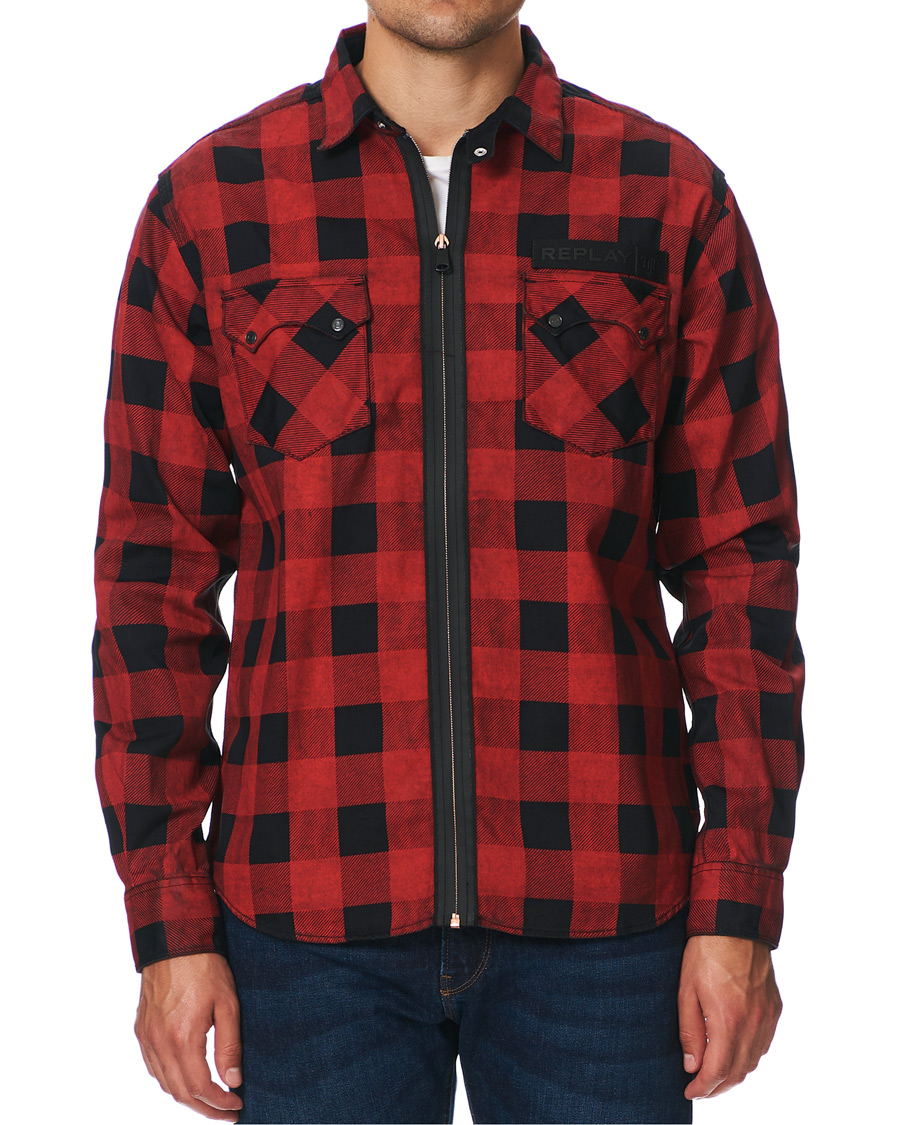Herren | Hemden | Replay | Neymar JR Check Full Zip Overshirt Black/Red