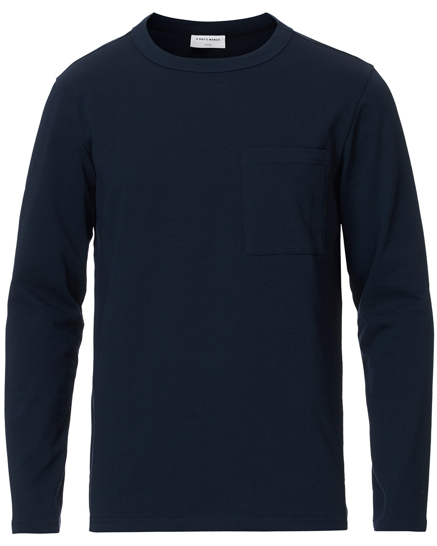 Herren | T-Shirts | A Day's March | Heavy Long Sleeve Tee Navy