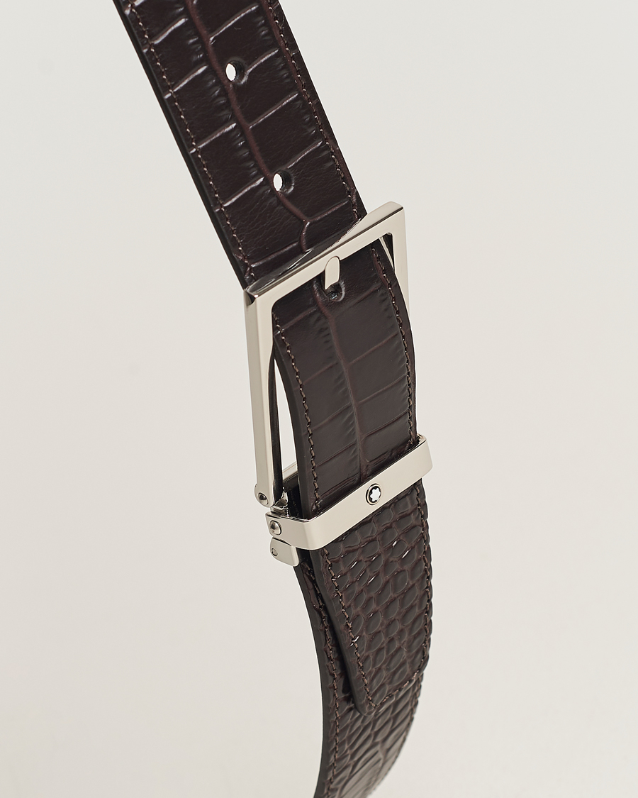 Herren | Gürtel | Montblanc | Square Buckle Alligator Printed 35mm Leather Belt Brown