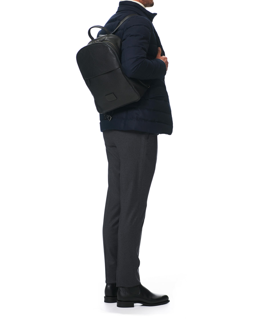 Herren | Anderson's Full Grain Leather Backpack Black | Anderson's | Full Grain Leather Backpack Black