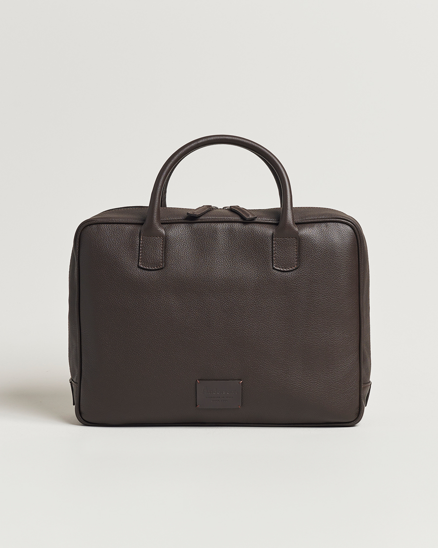 Herren |  | Anderson's | Full Grain Leather Briefcase Dark Brown