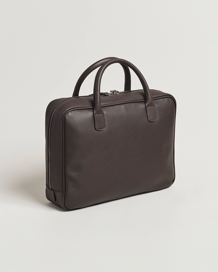 Herren | Italian Department | Anderson's | Full Grain Leather Briefcase Dark Brown
