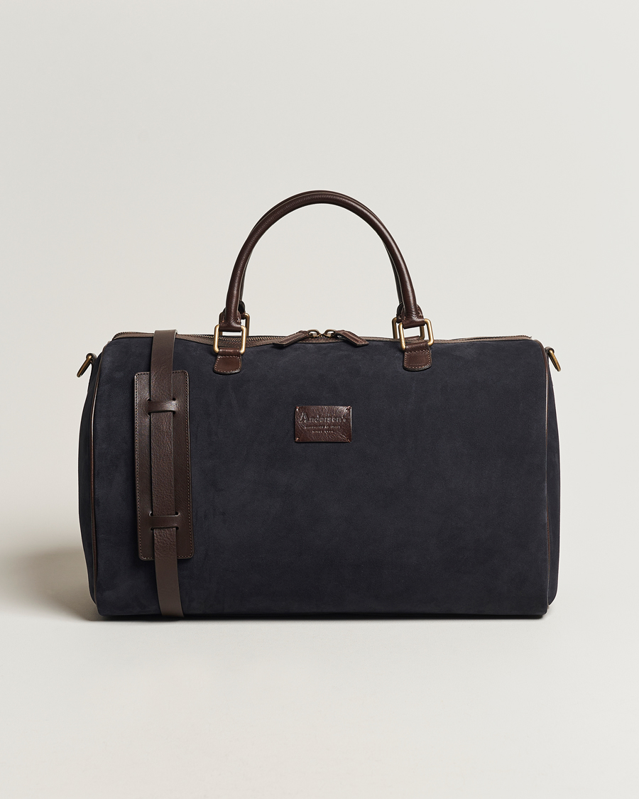 Herren | Taschen | Anderson's | Boston Suede Weekendbag Navy/Brown