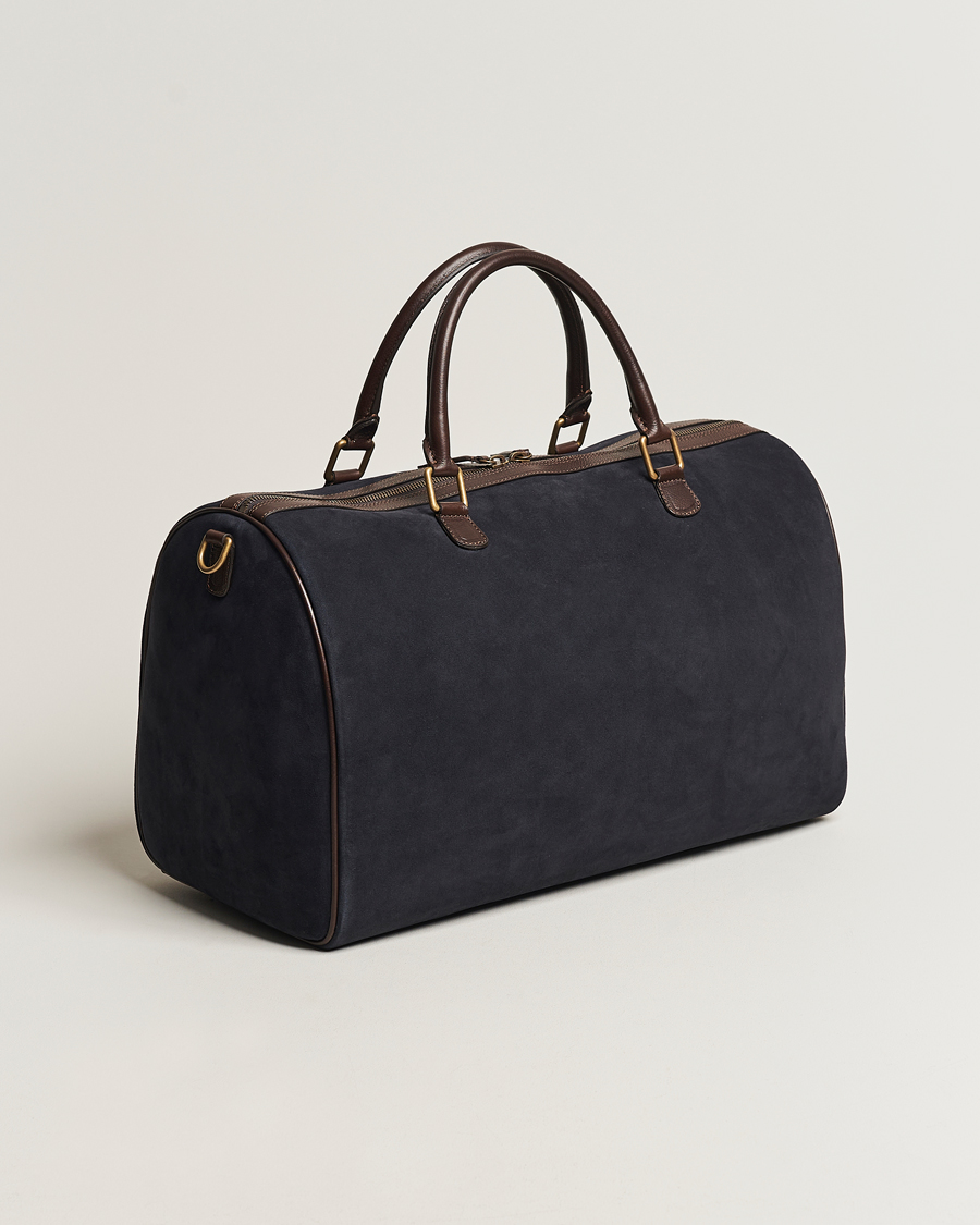 Herren | Italian Department | Anderson's | Boston Suede Weekendbag Navy/Brown