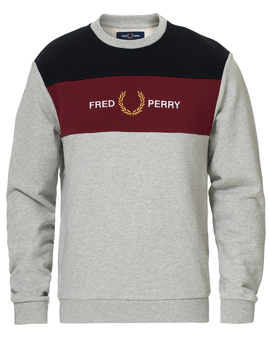 Herren | Pullover | Fred Perry | Embroidered Panel Sweatshirt Marl Grey