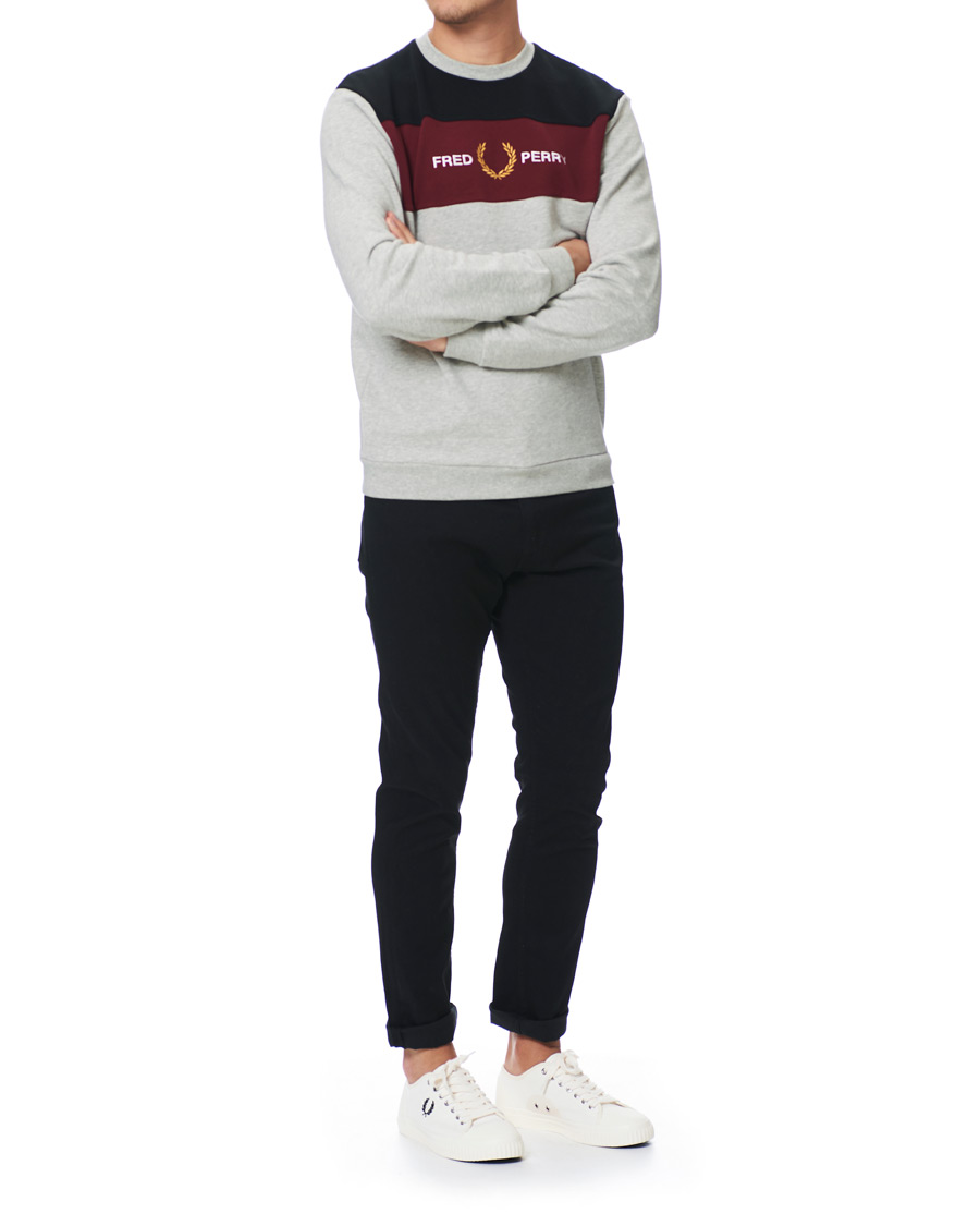 Herren | Pullover | Fred Perry | Embroidered Panel Sweatshirt Marl Grey