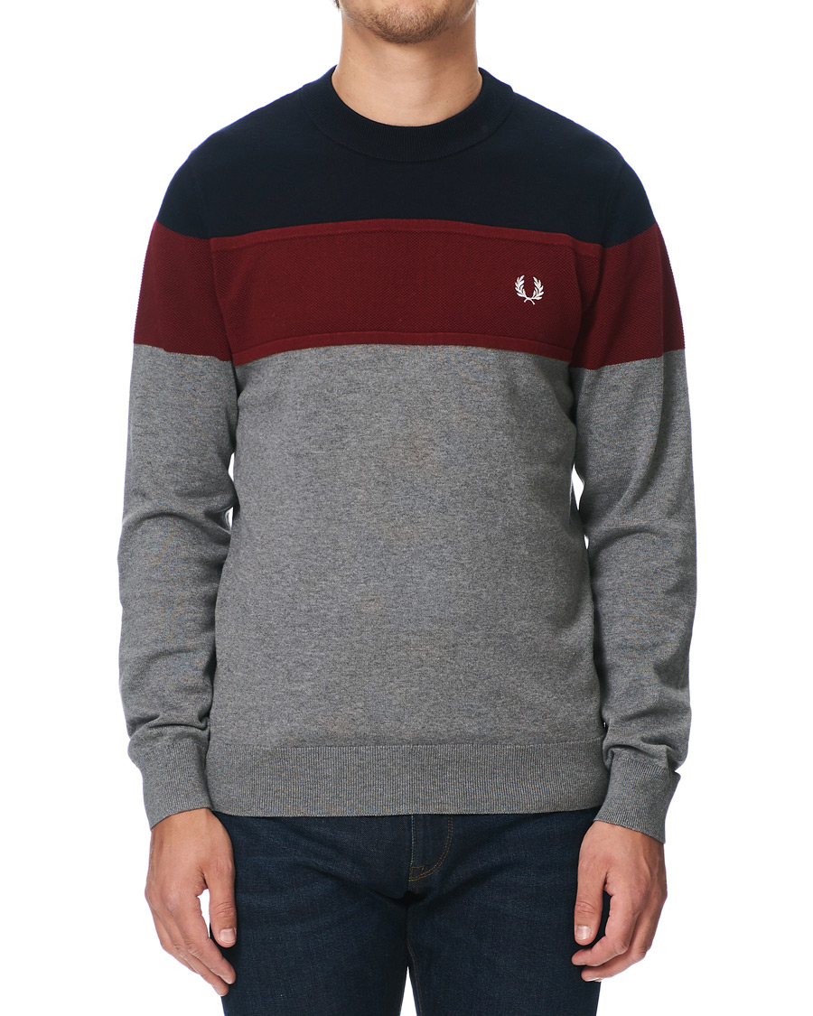 Herren | Pullover | Fred Perry | Panelled Jumper Steel Marl L