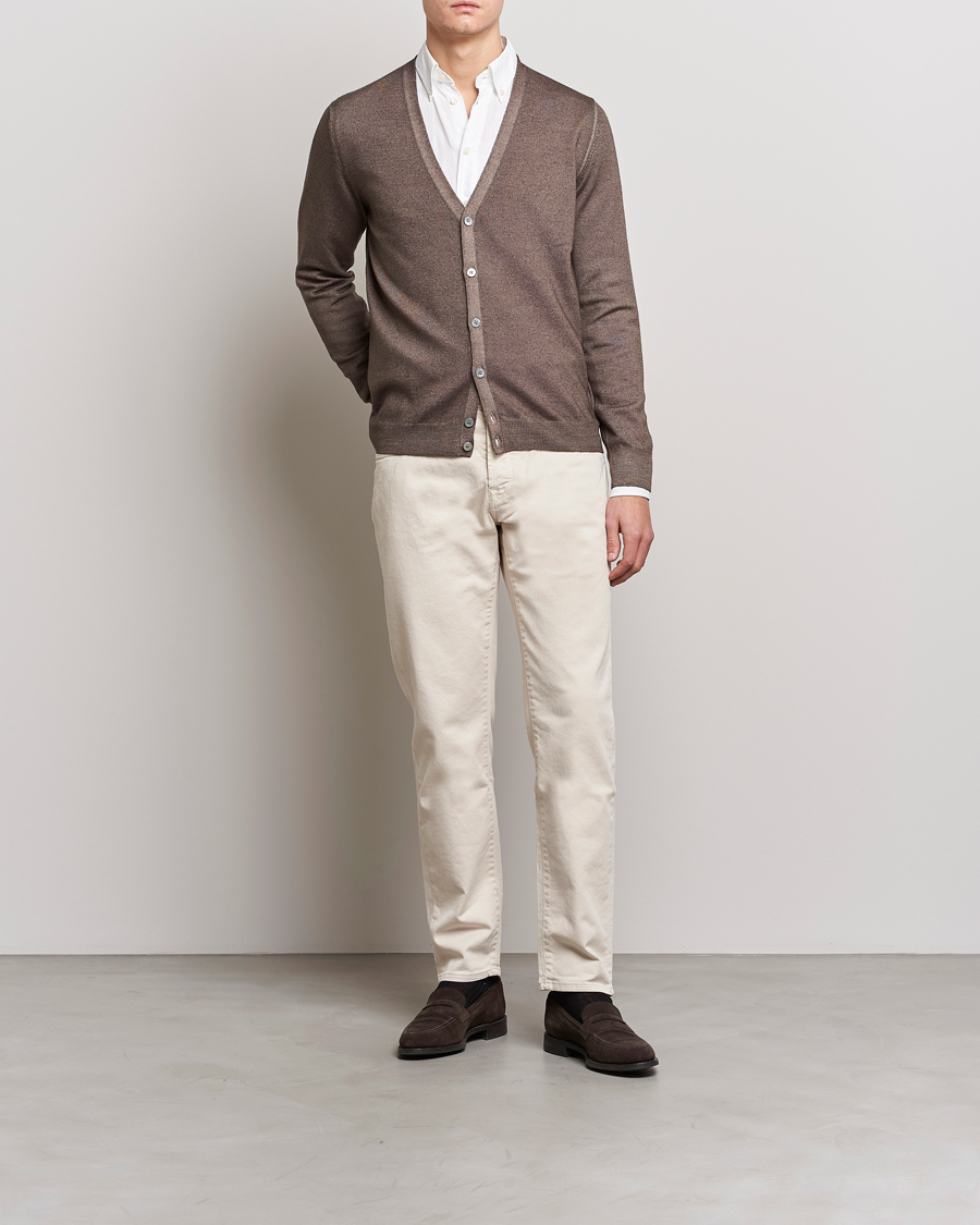 Herren | Pullover | Gran Sasso | Vintage Merino Fashion Fit Cardigan Beige