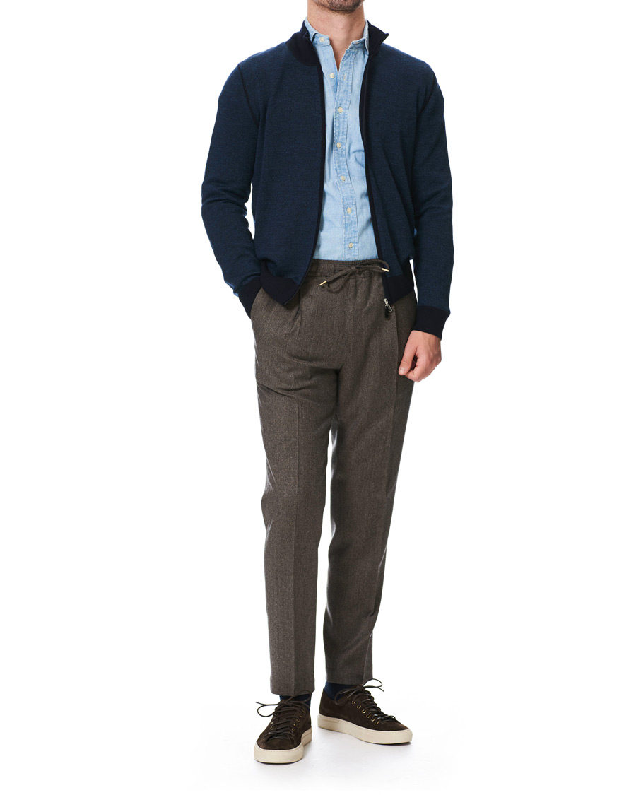 Herren | Pullover | Gran Sasso | Merino Fashion Fit Full Zip Blue/Blue