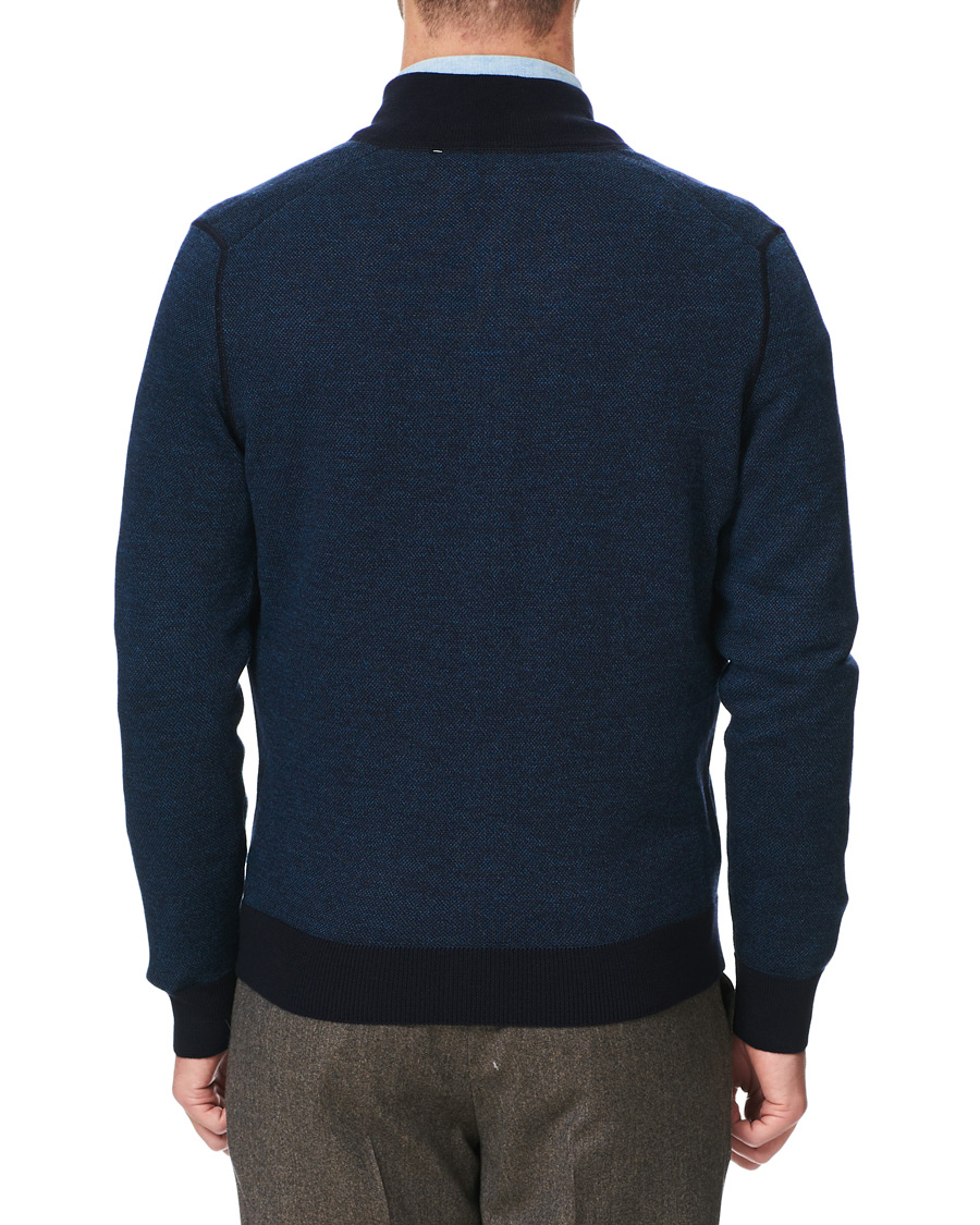 Herren | Pullover | Gran Sasso | Merino Fashion Fit Full Zip Blue/Blue